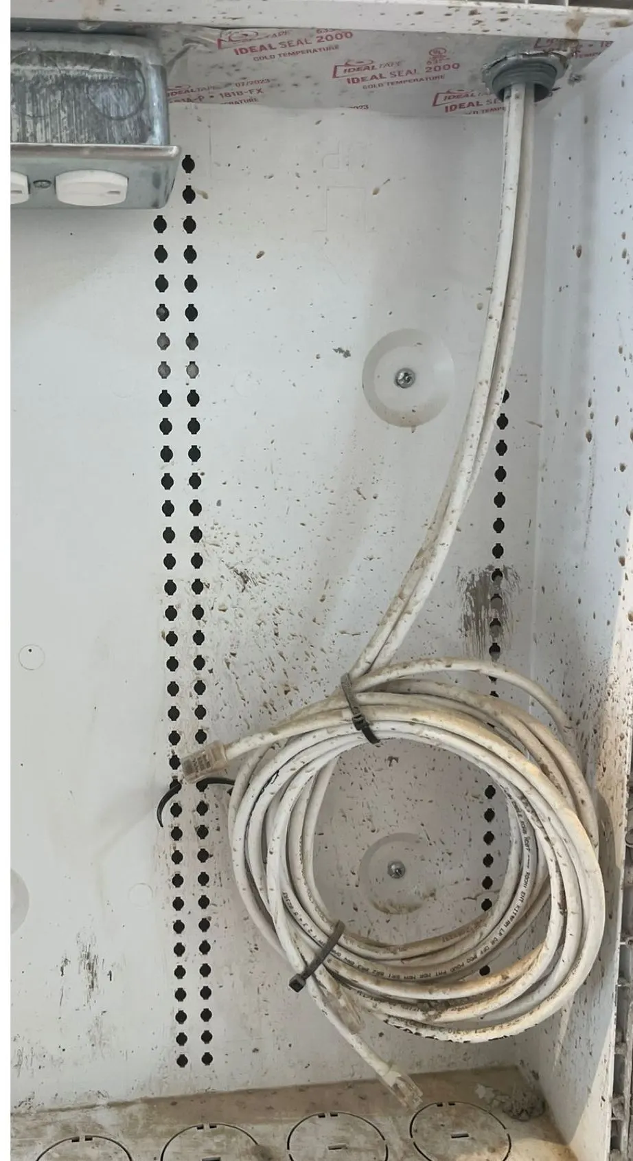Dust and debris inside the box