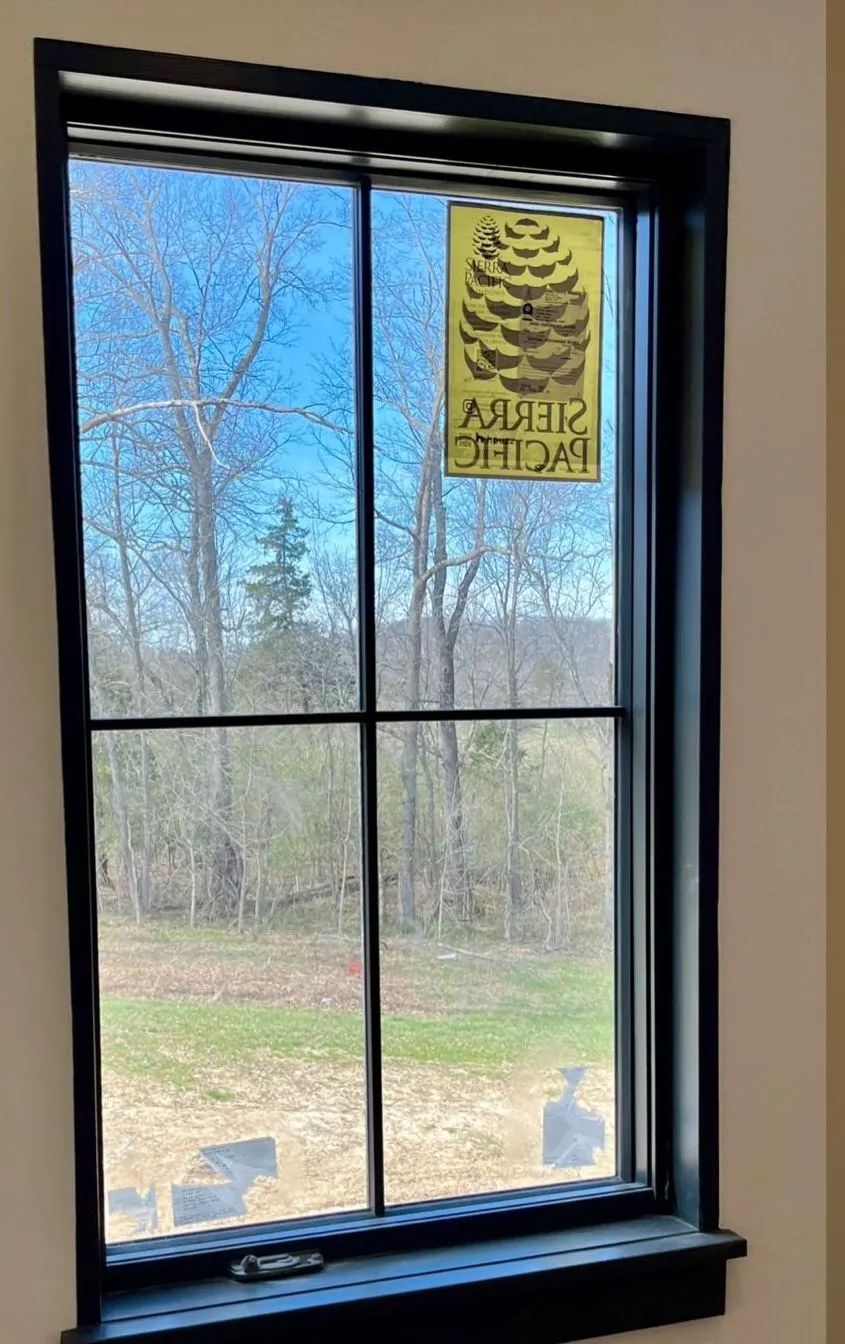 Manufacturer sticker on glass